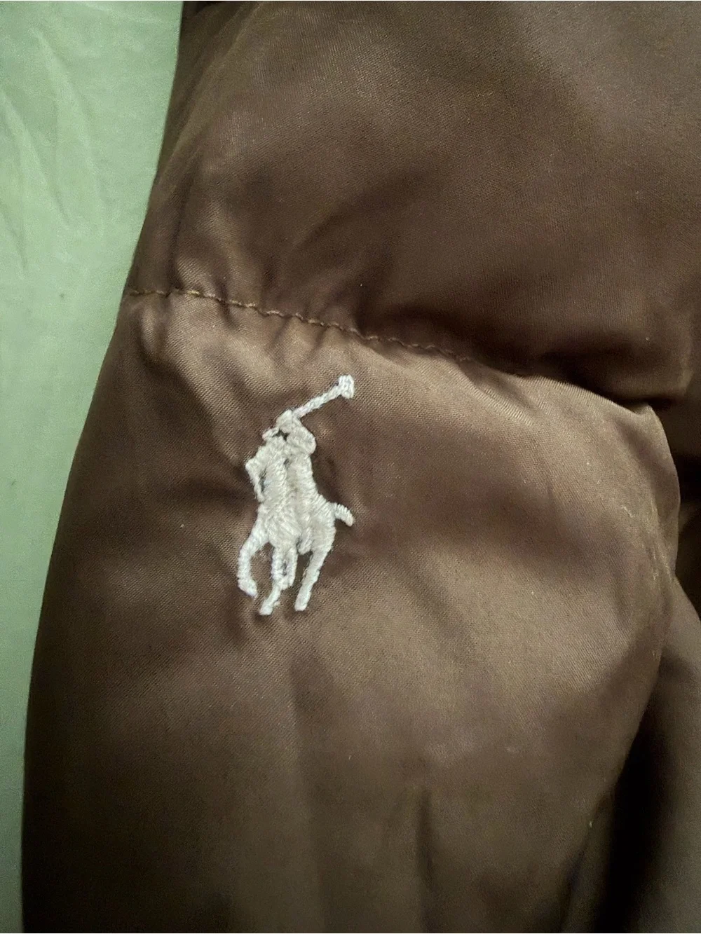 Ralph Lauren Reversible Kids Brown Puffer Jacket with White Pony Embroidery